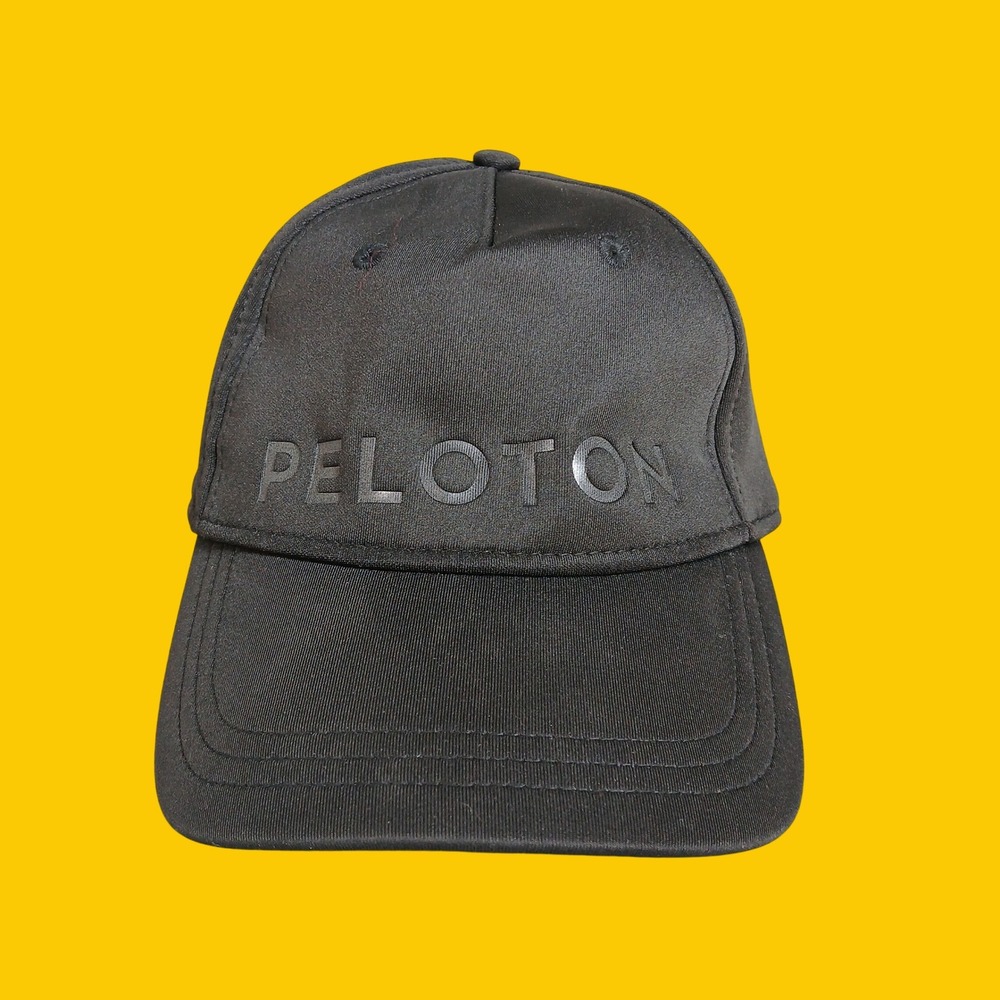 Peloton Baseball Cap Unisex OS Adjustable Strapback Logo Black Polyester Spandex